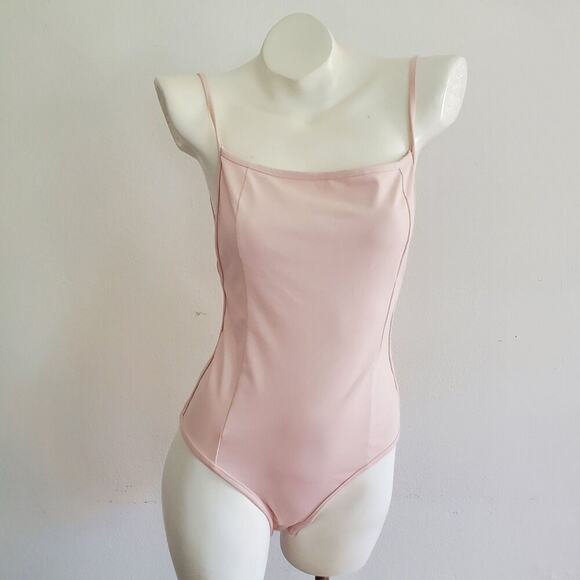 Intimately Free People Lila Bodysuit Blush Pink Sleeveless Square Neck Thong - Picture 1 of 13